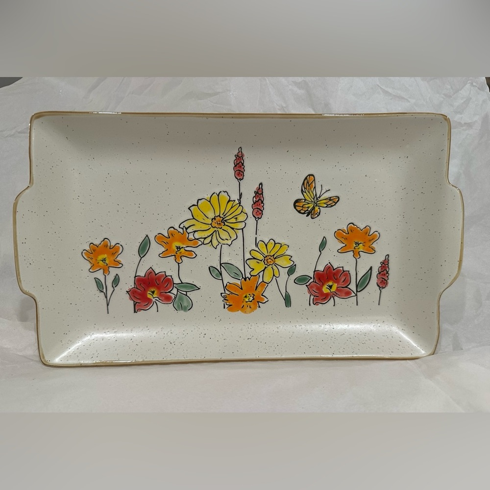 Spectrum Designz 12” platter, Flower Valley, white